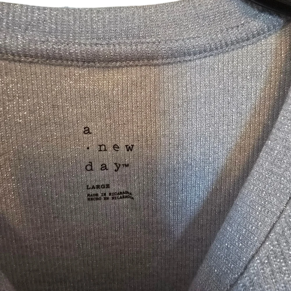 3/$15 A New Day Silver Long Sleeve Shirt Size Large - Picture 2 of 6